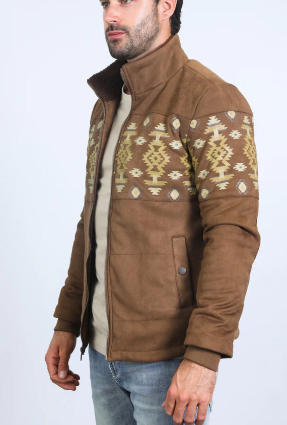 Platini Men’s Southwestern Zip Jacket – Brown & Sand