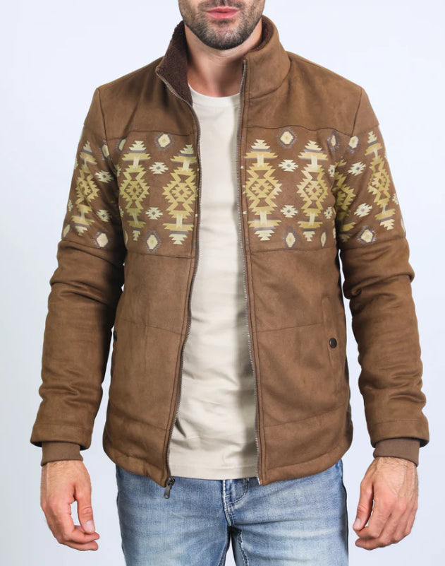 Platini Men’s Southwestern Zip Jacket – Brown & Sand