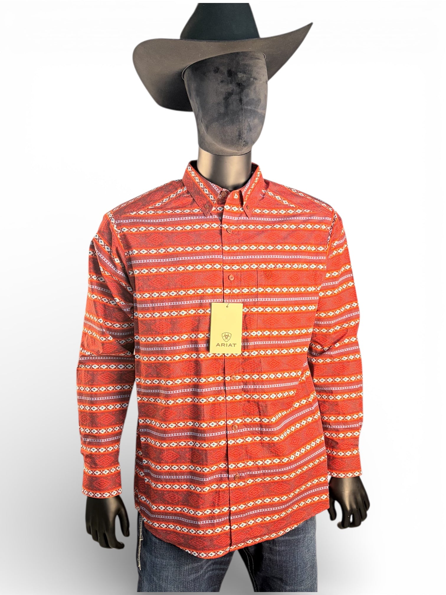 Ariat Men’s Rust Aztec Stripe Long Sleeve Western Shirt