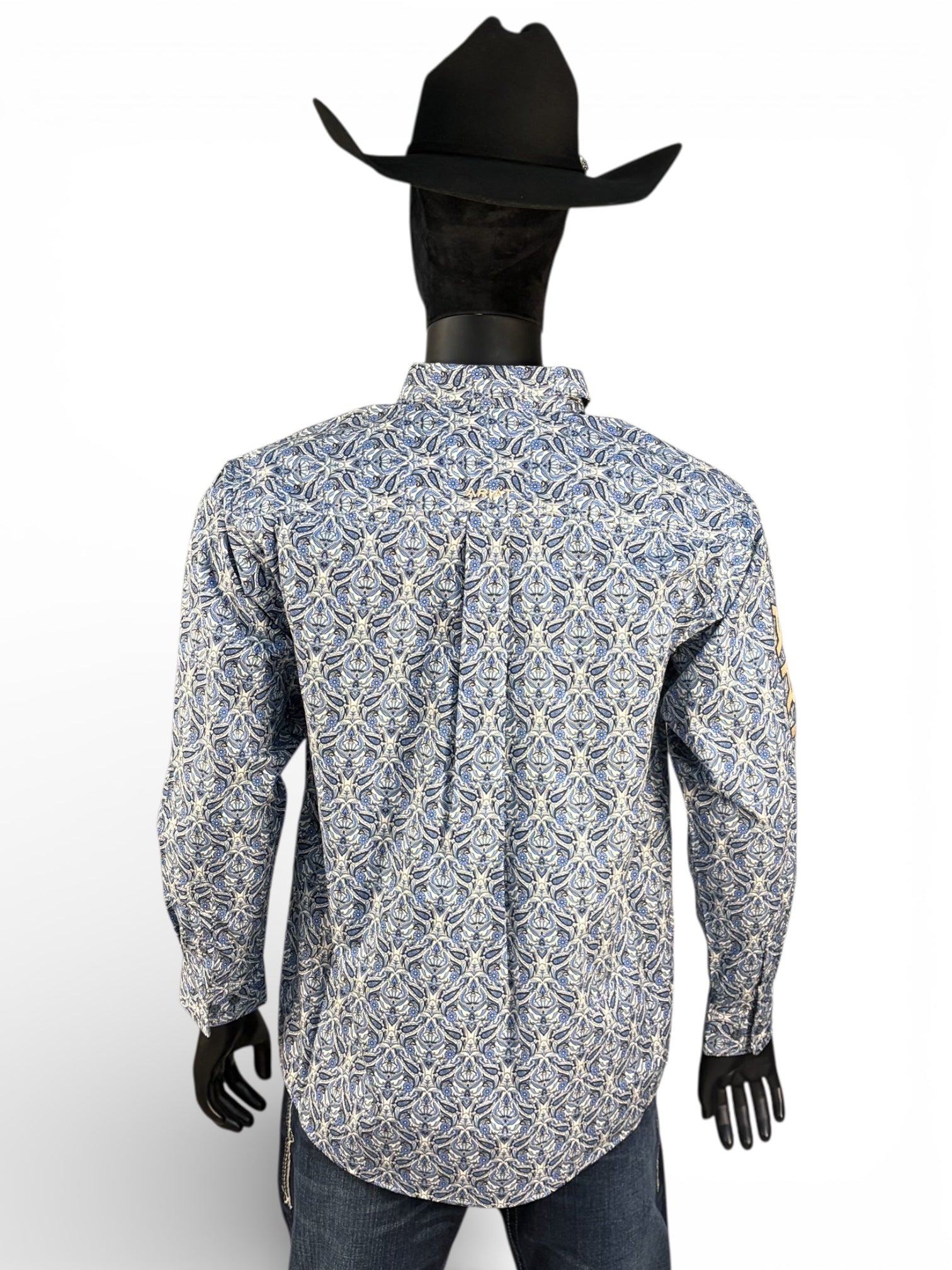 Ariat Men’s Blue & Cream Paisley Print Long Sleeve Button-Down Shirt