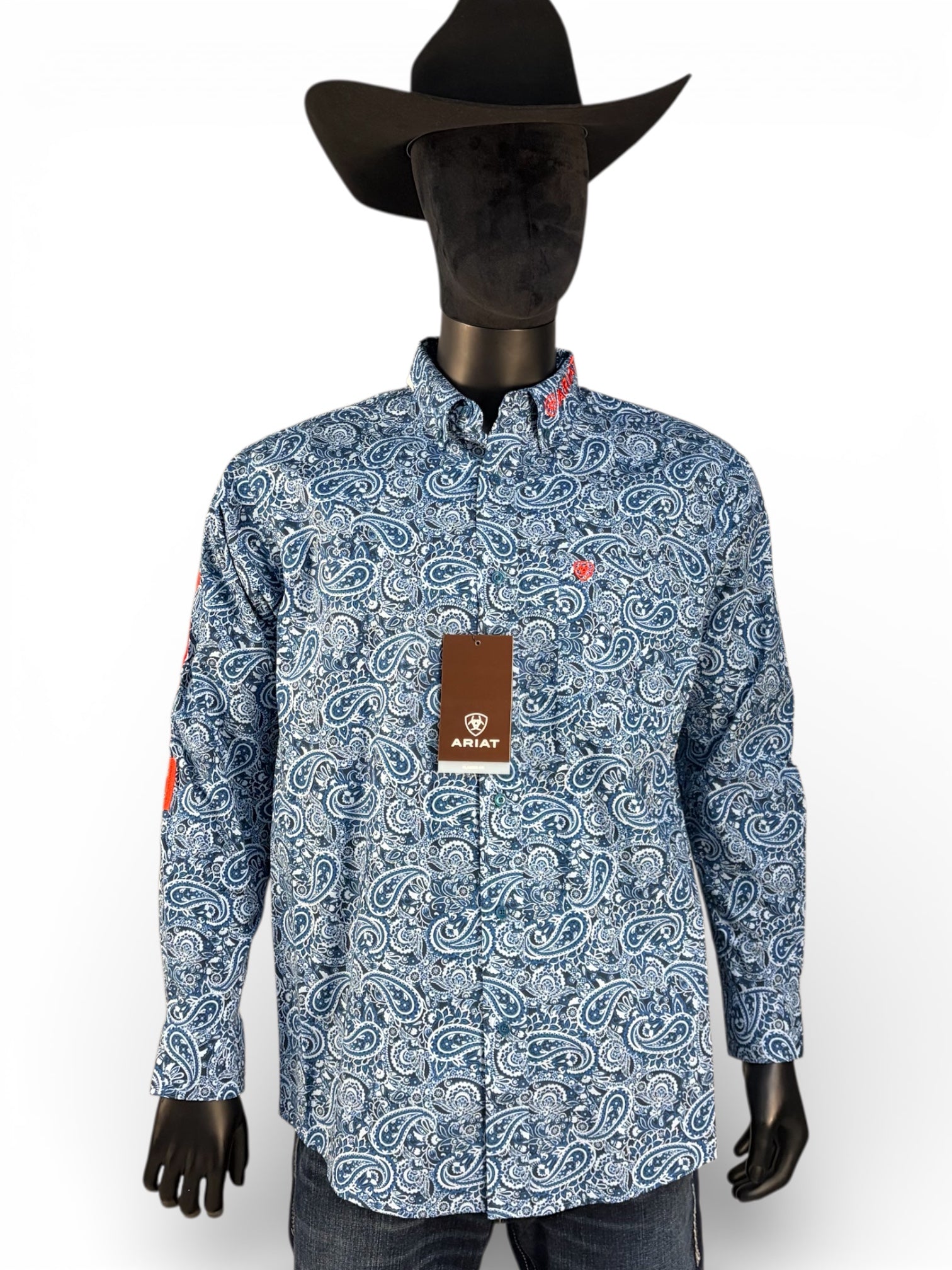 Ariat Men’s Blue Paisley Long Sleeve Button-Down Shirt