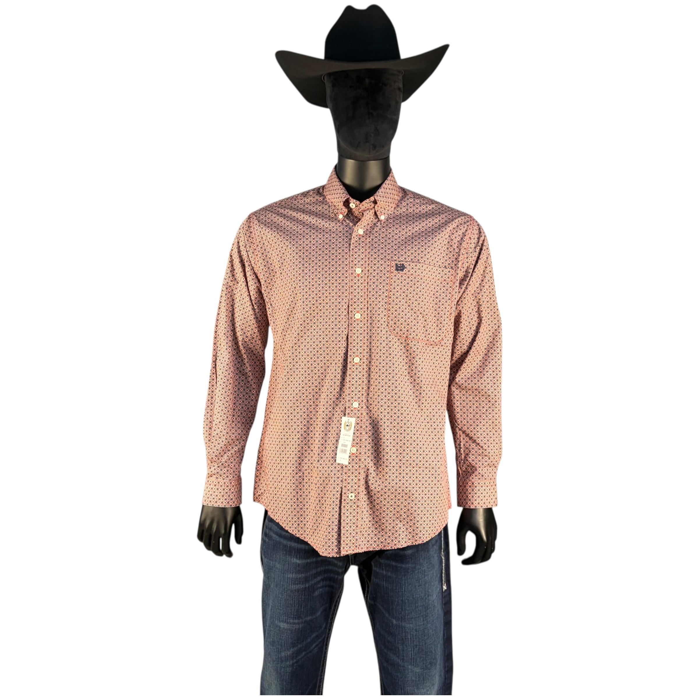 Men’s Cinch Geometric Print Long Sleeve Button-Down Shirt
