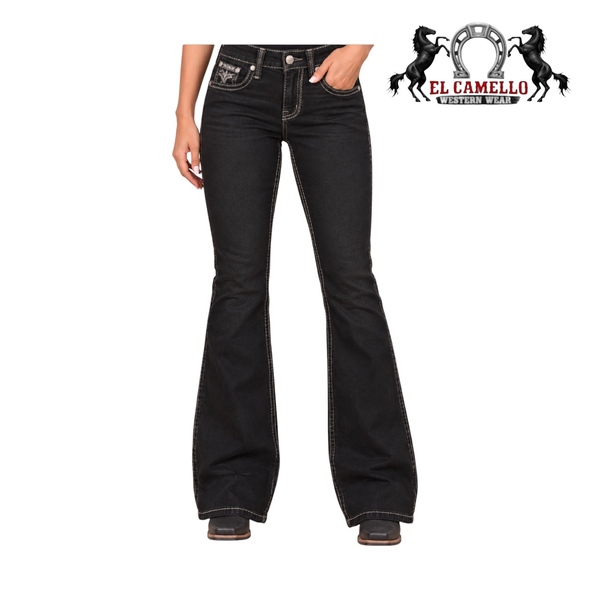 Sexy Couture Women’s Black Embellished Bootcut Jeans 60020PB
