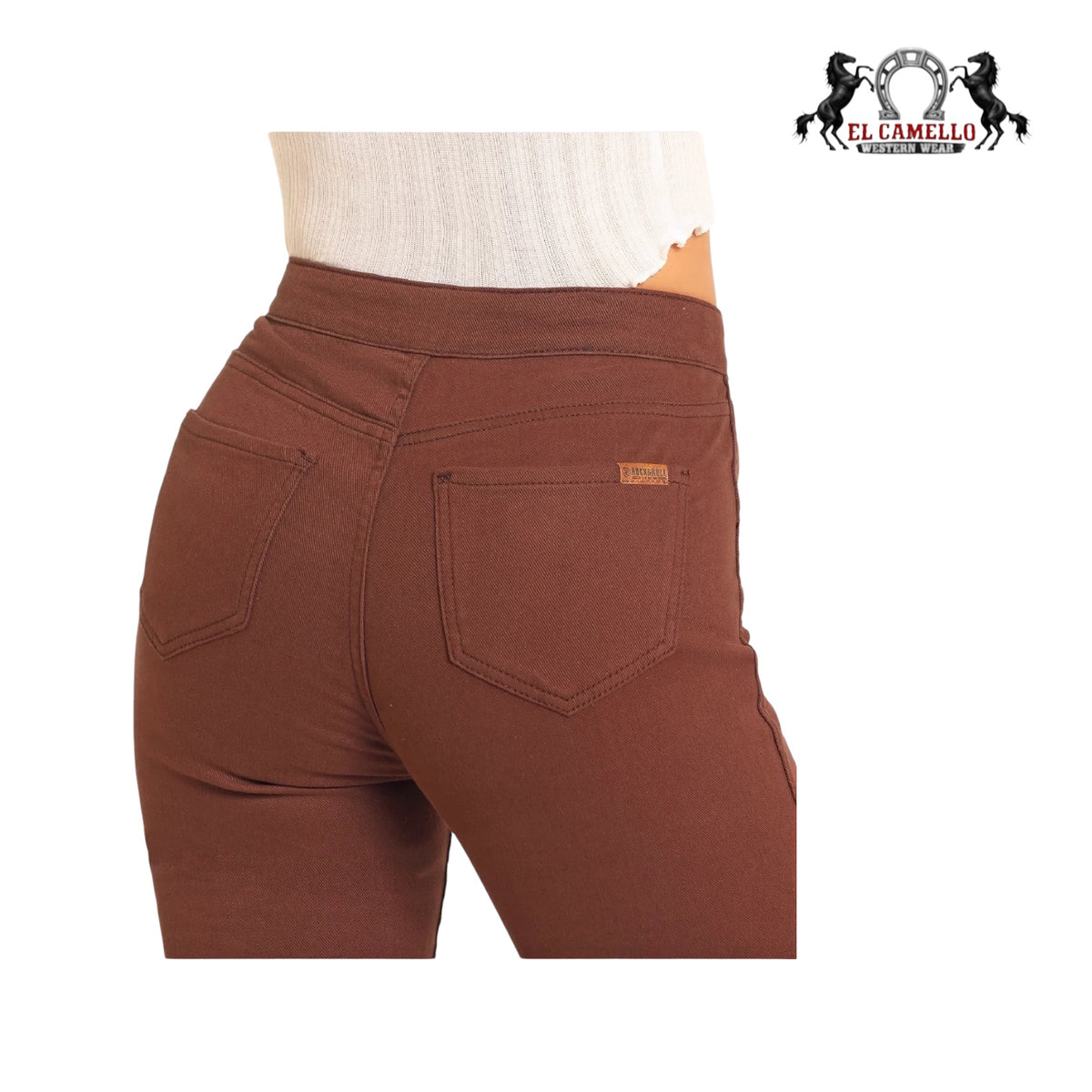 Rock & Roll Women Reversible Aztec Button Flare Pant Brown Jeans BW6PD04745
