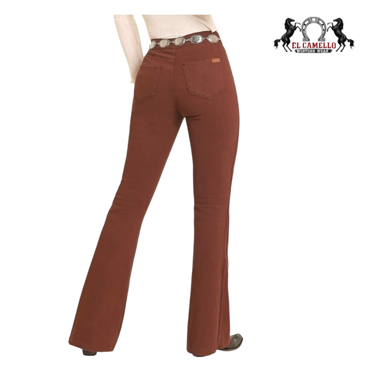 Rock & Roll Women Reversible Aztec Button Flare Pant Brown Jeans BW6PD04745