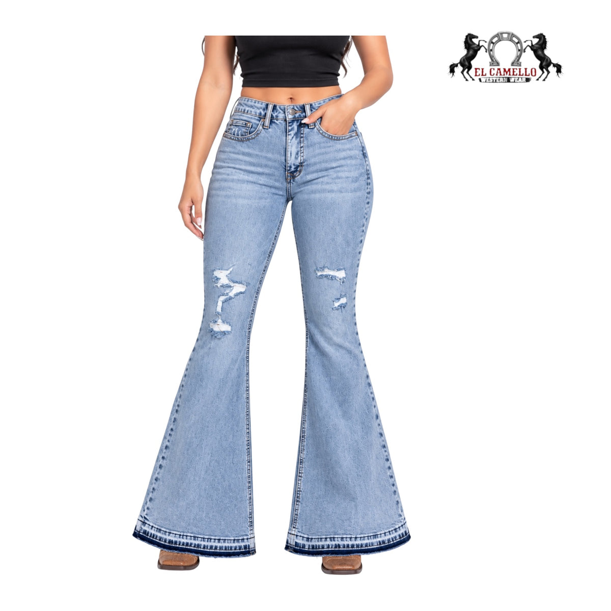 Women's Rock & Roll High Rise Distressed Flare Jean BW6HD06062