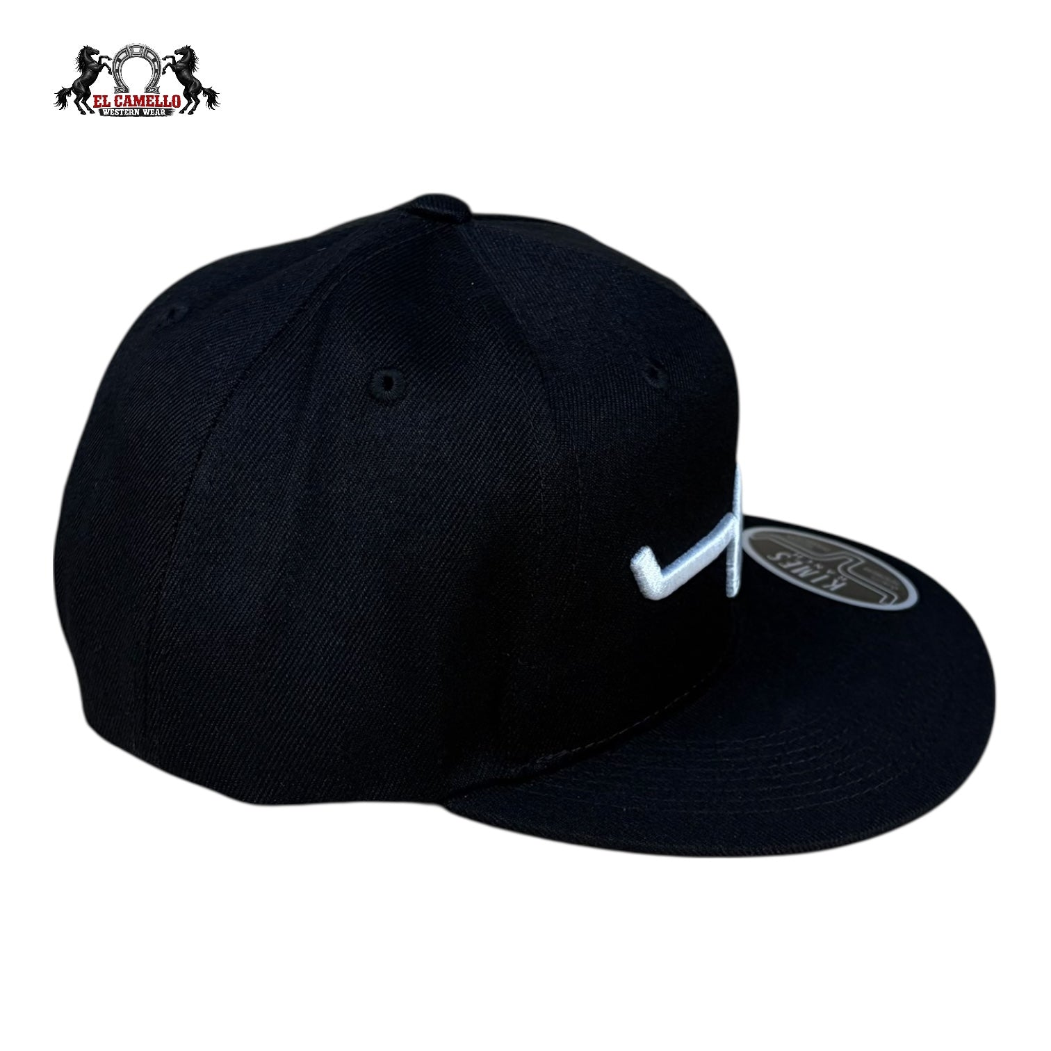Kimes Ranch Black Snapback Hat with White Horns Logo