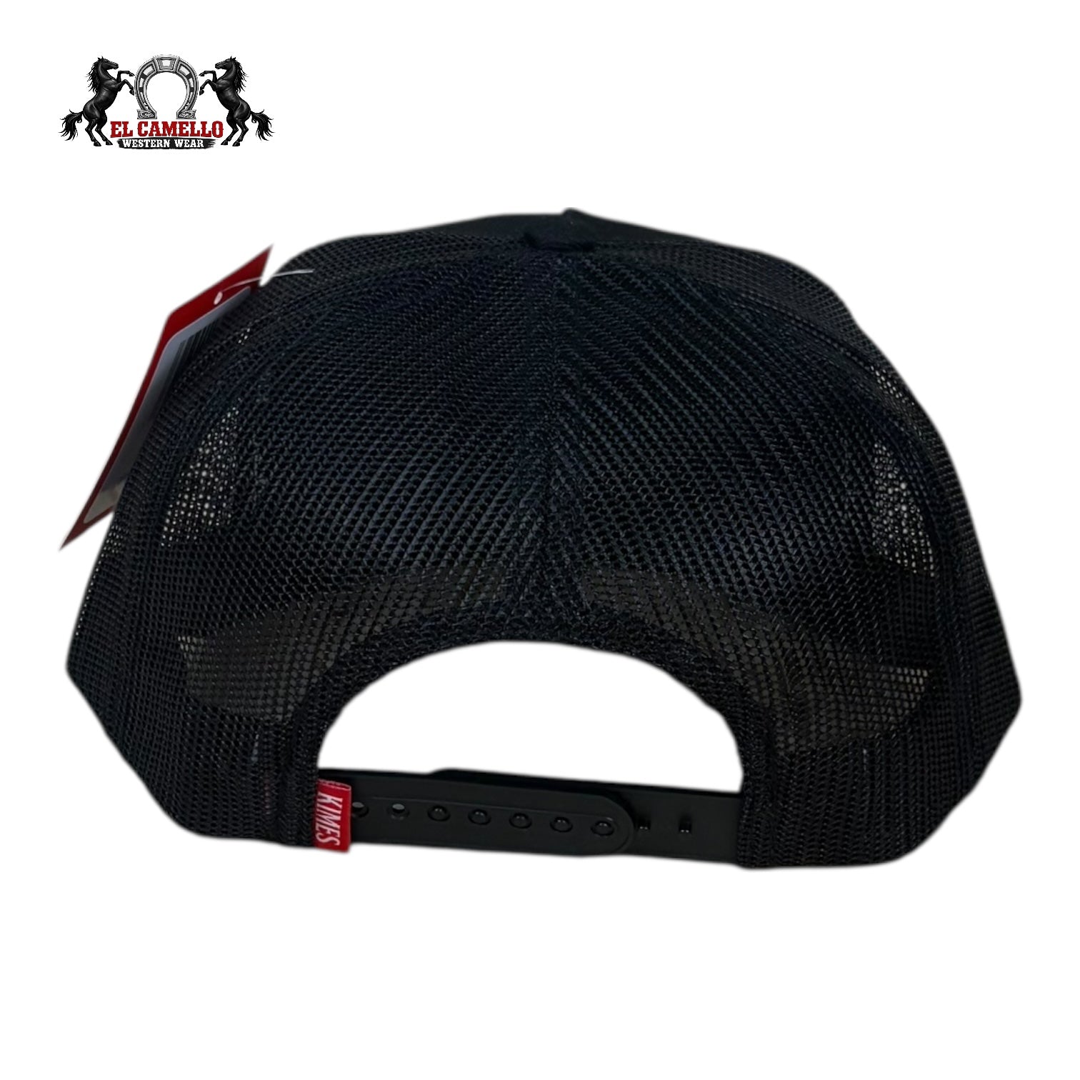 Kimes Ranch Black Trucker Snapback Hat with Gold Shield Patch