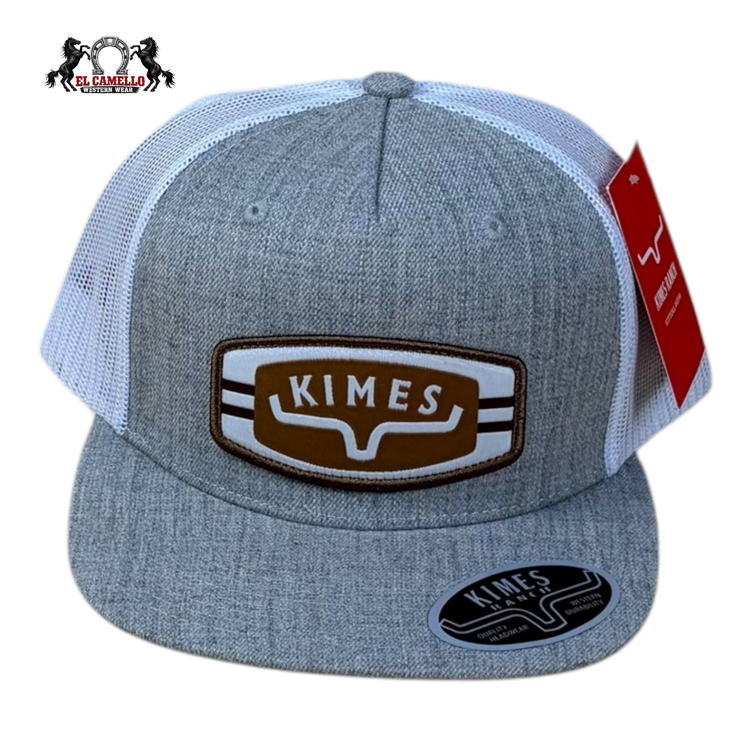 Kimes Ranch Brown/White Mesh Back Snapback Cap – Turquoise Shield Logo