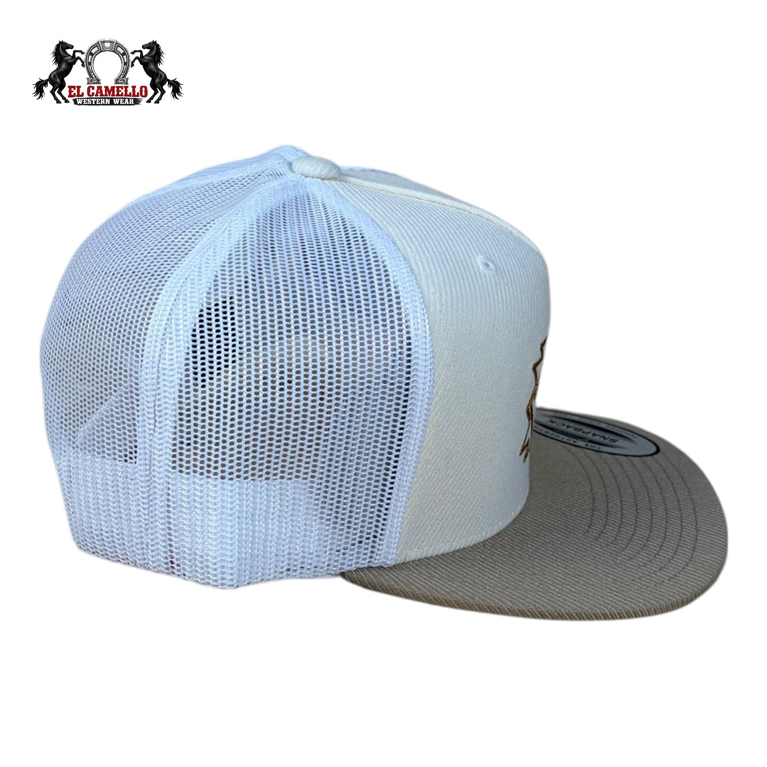 Kimes Ranch White & Tan Trucker Snapback Hat with Western Diamond Logo