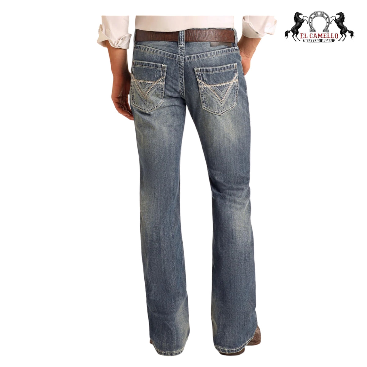 REGULAR FIT IVORY TOP-STITCHING BOOTCUT JEANS MOP2602