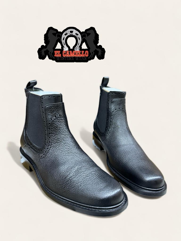 Franco Cuadra Black Deer / Calf Ankle Boot FC441