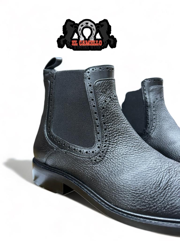 Franco Cuadra Black Deer / Calf Ankle Boot FC441