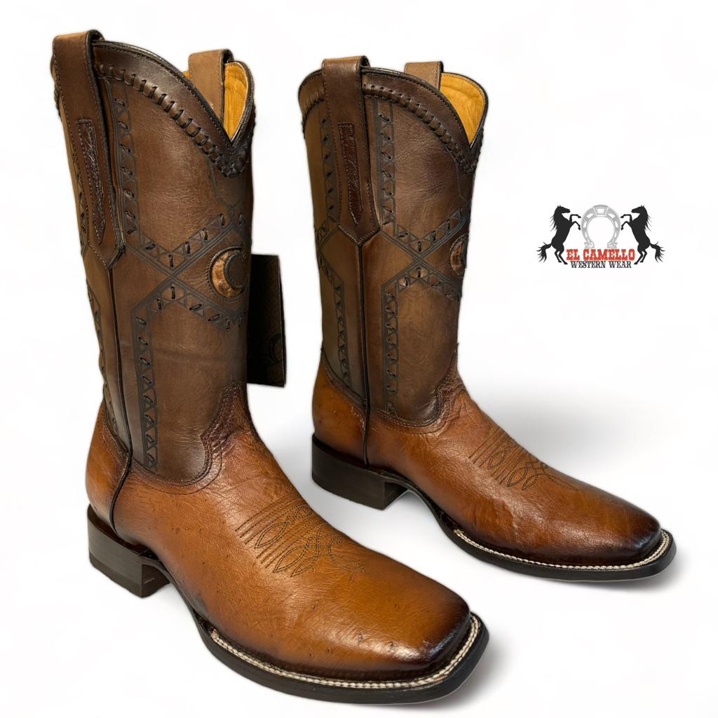 CUADRA HONEY OSTRICH BELLY SQUARE TOE BOOT CU462