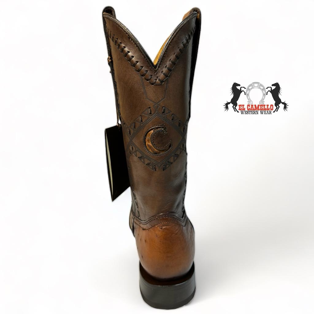 CUADRA HONEY OSTRICH BELLY SQUARE TOE BOOT CU462