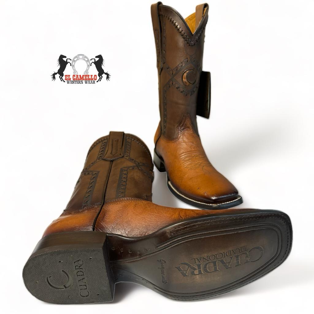 CUADRA HONEY OSTRICH BELLY SQUARE TOE BOOT CU462