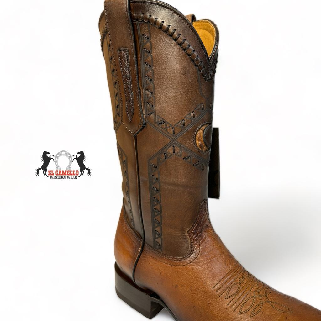 CUADRA HONEY OSTRICH BELLY SQUARE TOE BOOT CU462