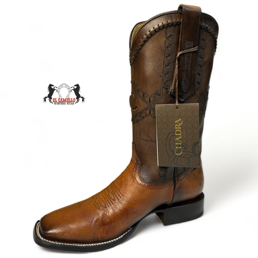 CUADRA HONEY OSTRICH BELLY SQUARE TOE BOOT CU462