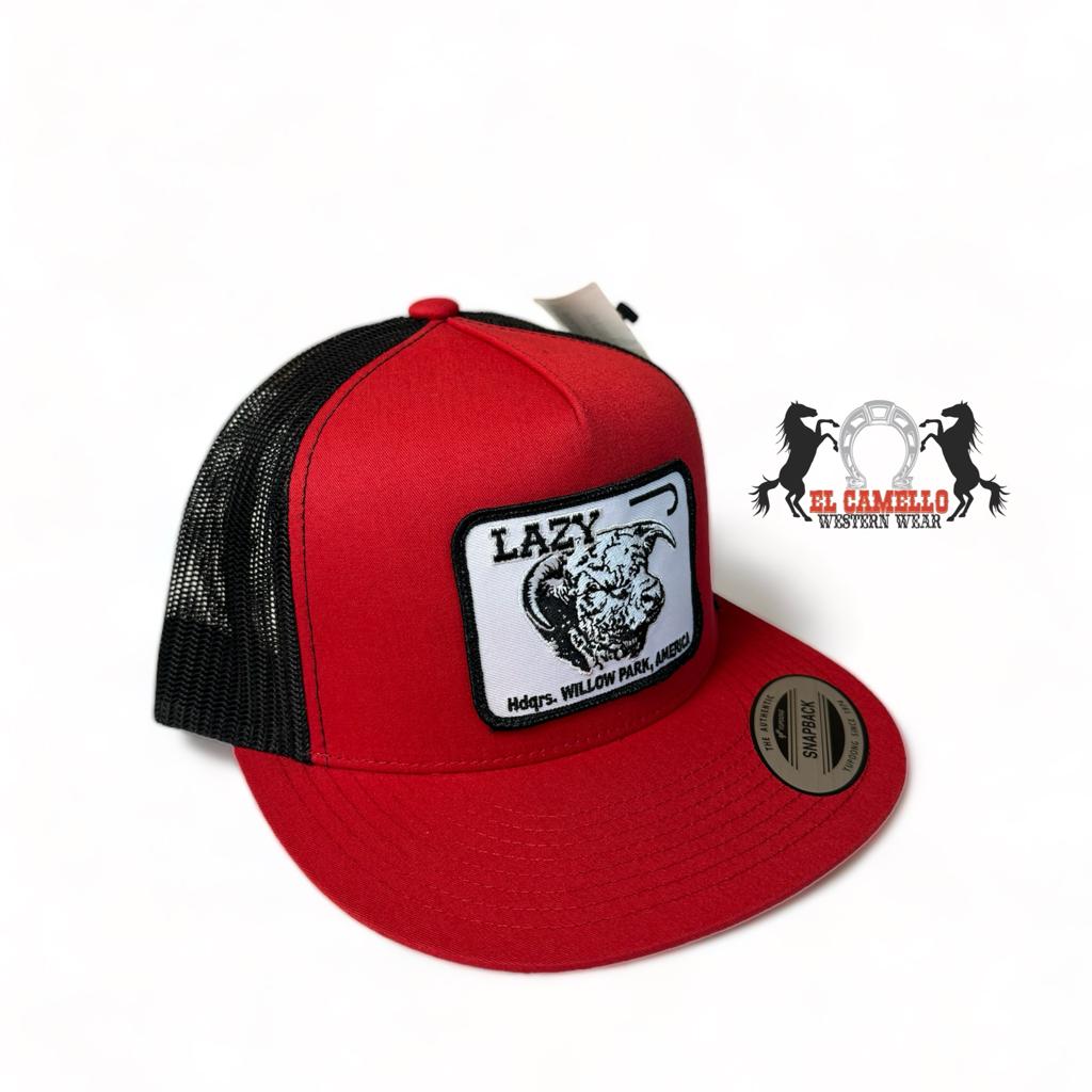 Lazy J Ranch Wear Red & Black 4" Cattle Headquarters Cap