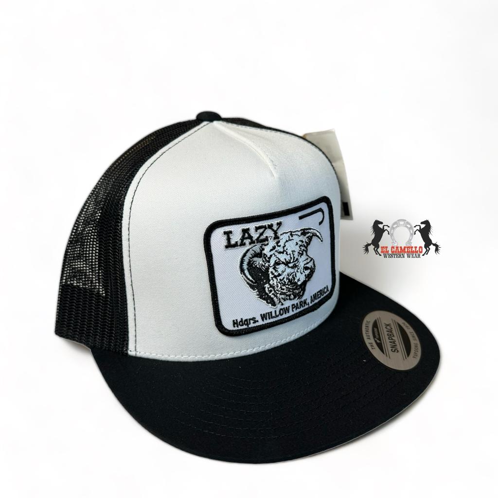 Lazy J Ranch Wear Black & White 4" Cattle Headquarters Cap