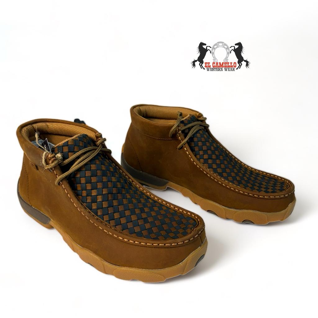 MENS TWISTED X DRIVING MOCS OILED SADDLE/ BLUE