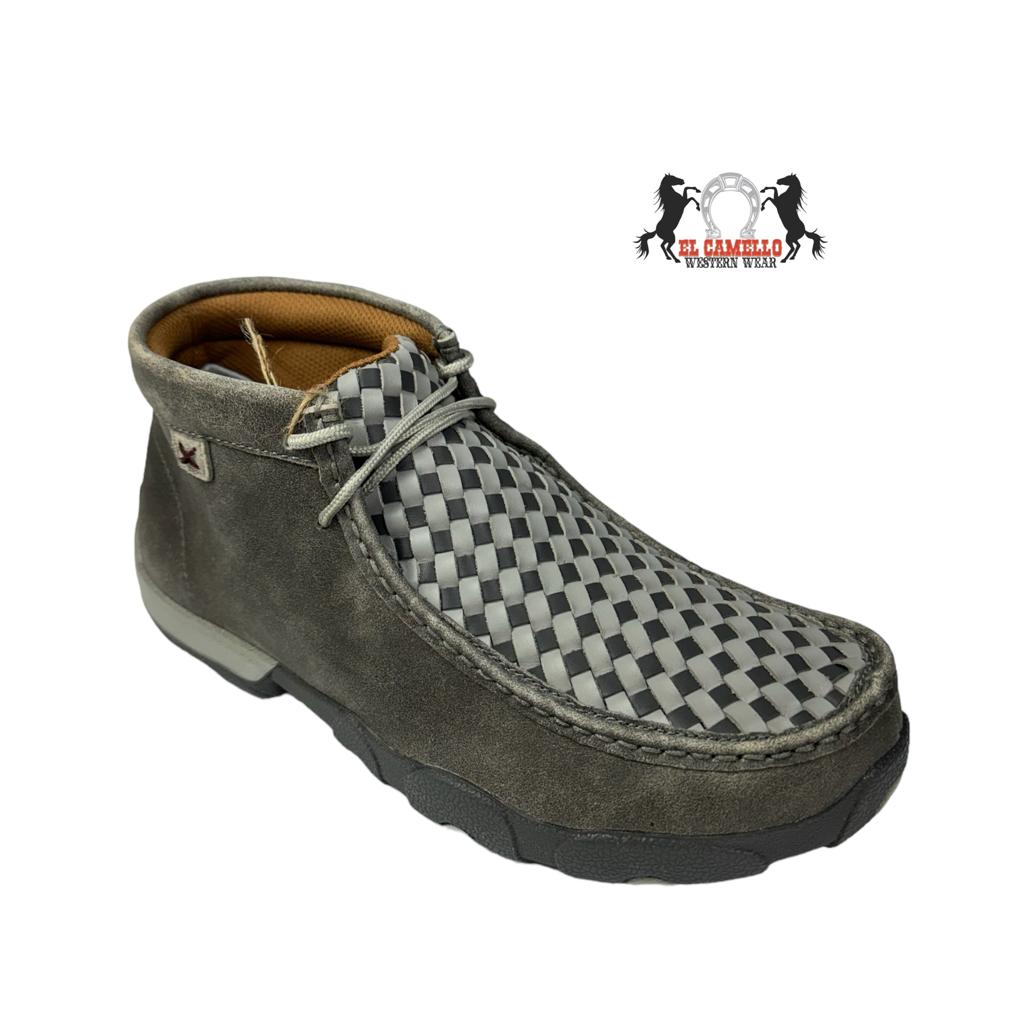 Men's Twisted X Woven Top Driving Moc Shoes Chukka Boots Grey