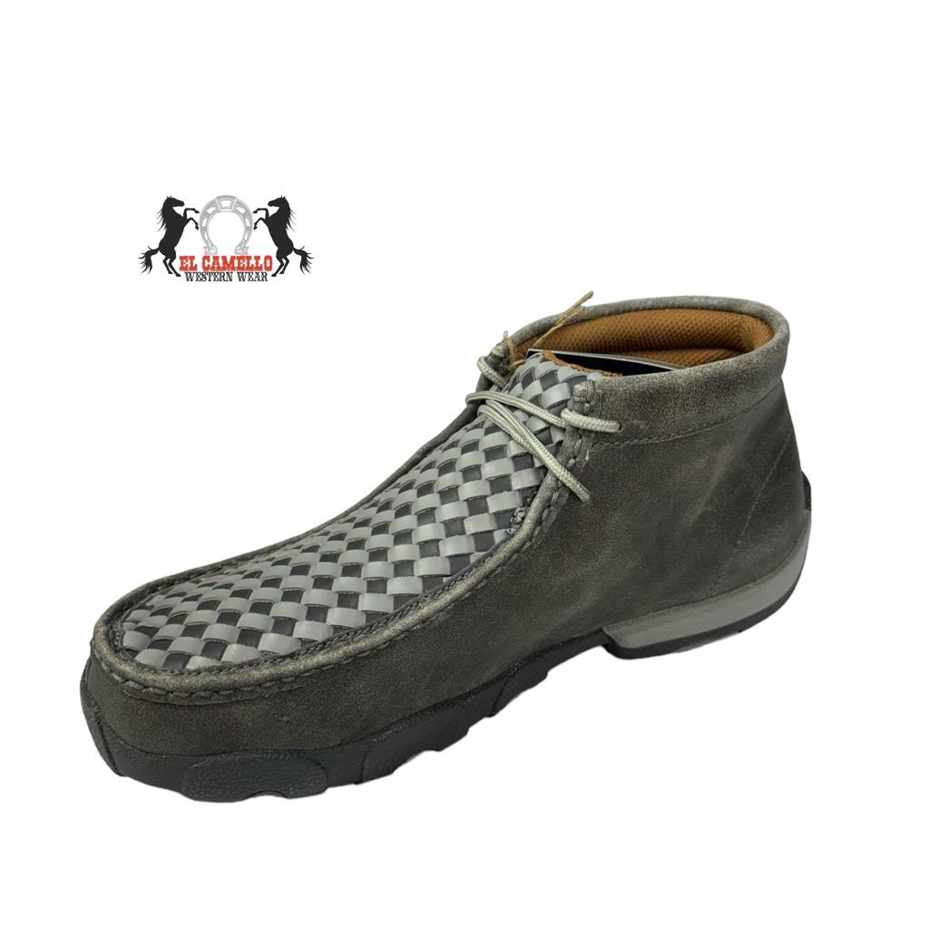 Men's Twisted X Woven Top Driving Moc Shoes Chukka Boots Grey