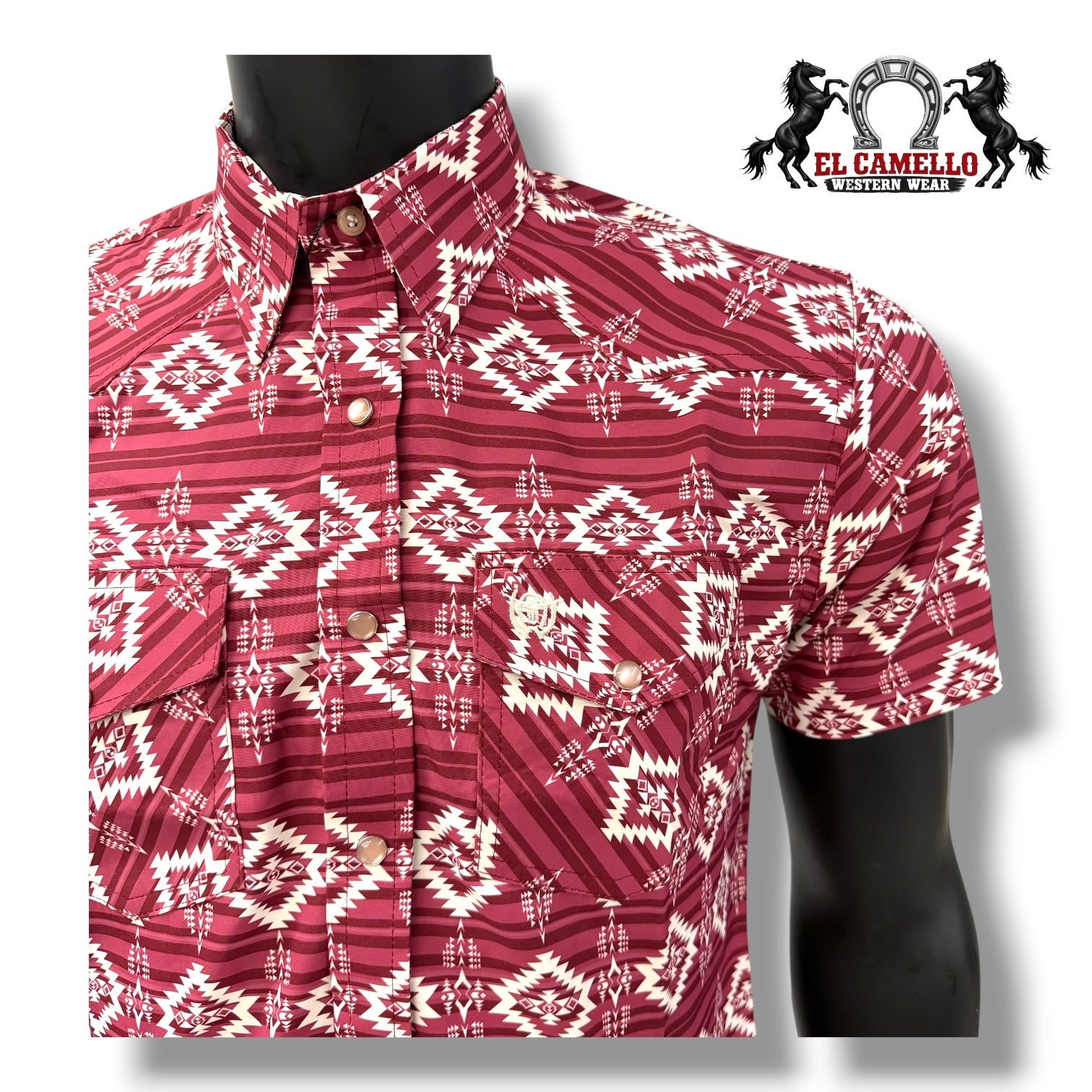 American West Burgundy Aztec Snap Shirt 529H