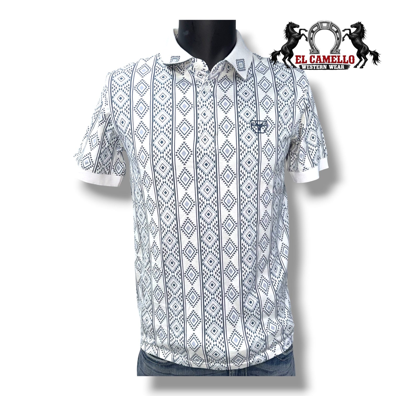 Platini White & Blue Diamond Geo Polo JPS11463