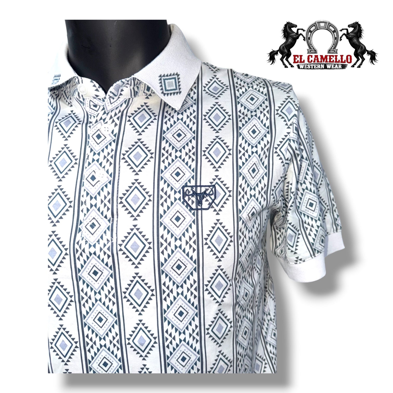Platini White & Blue Diamond Geo Polo JPS11463
