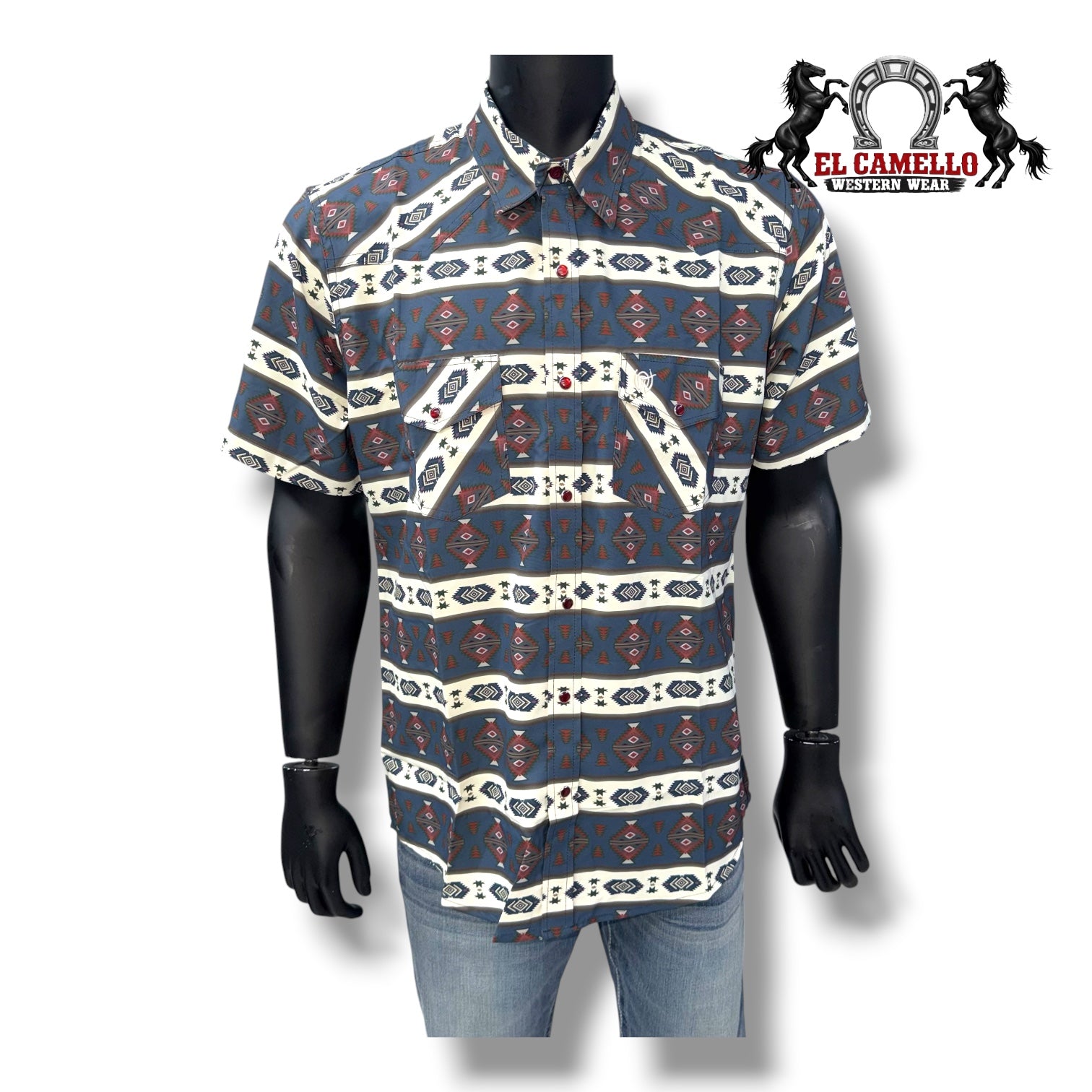 Men’s Stretch Printed Half Sleeves Shirt 517H