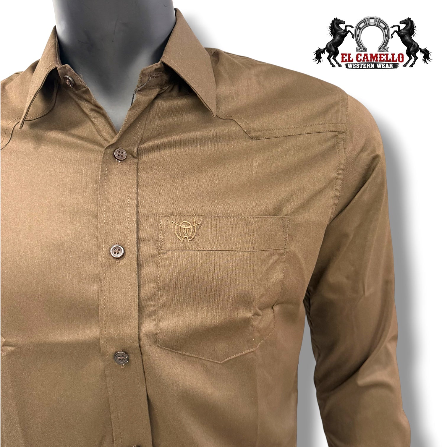 Men’s Solid Stretch Full Sleeve Brown Button Up SSFR1