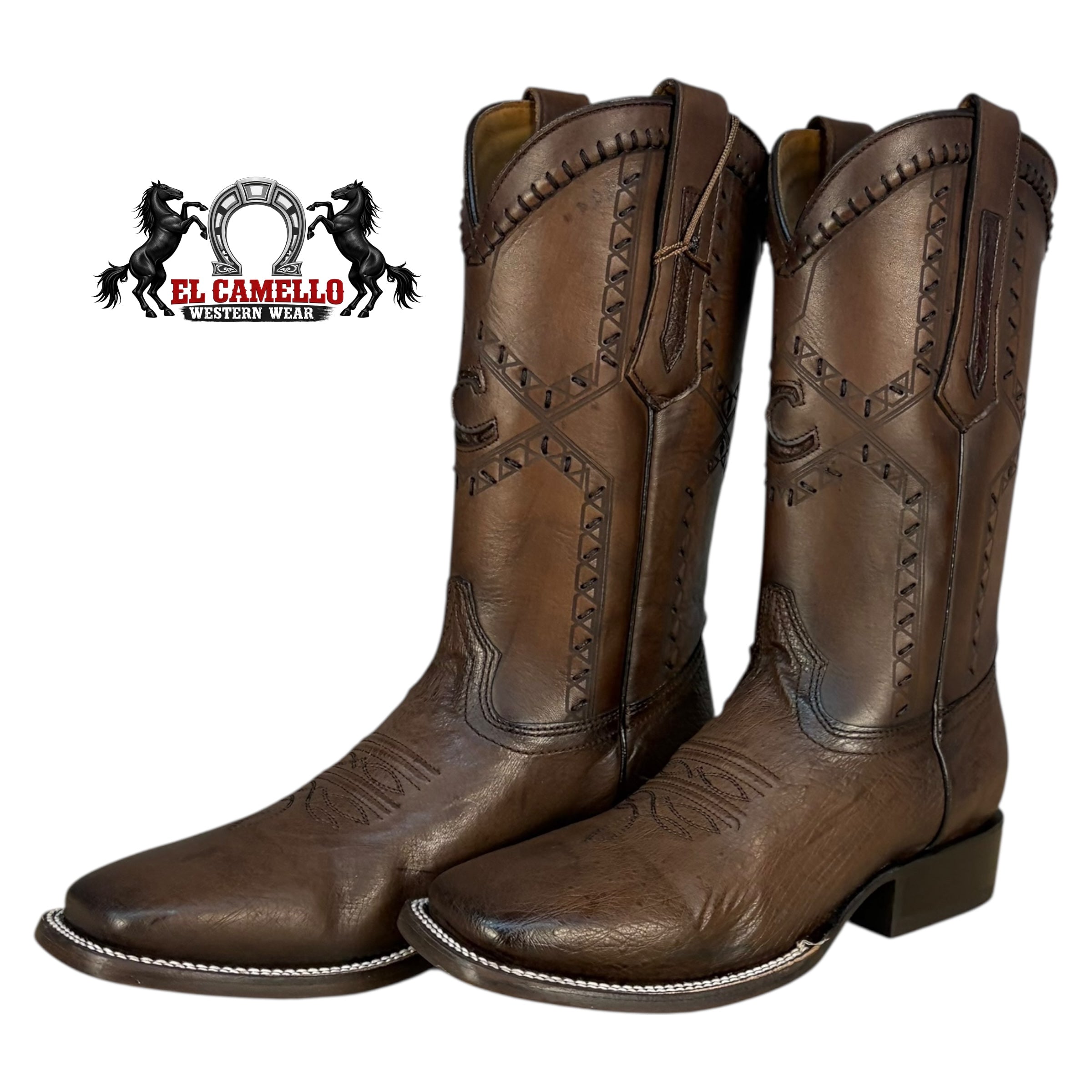 Cuadra Men’s Brown Leather Western Boots CU426 – Square Toe, Embroidered Shaft, Hybrid Sole