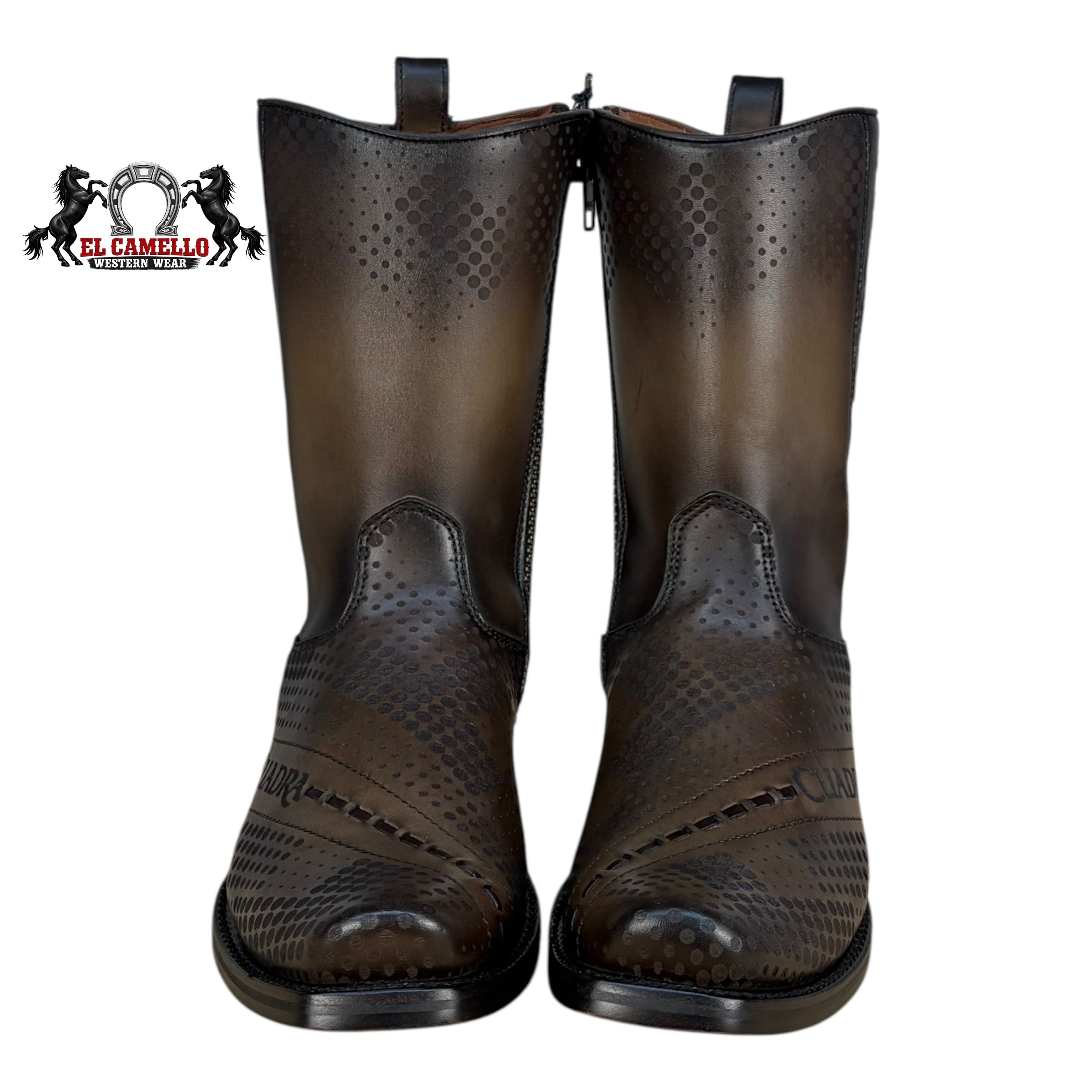 Cuadra Men’s Brown Laser-Perforated Leather Western Boots CU737 – Square Toe, Side Zip, Hybrid Sole