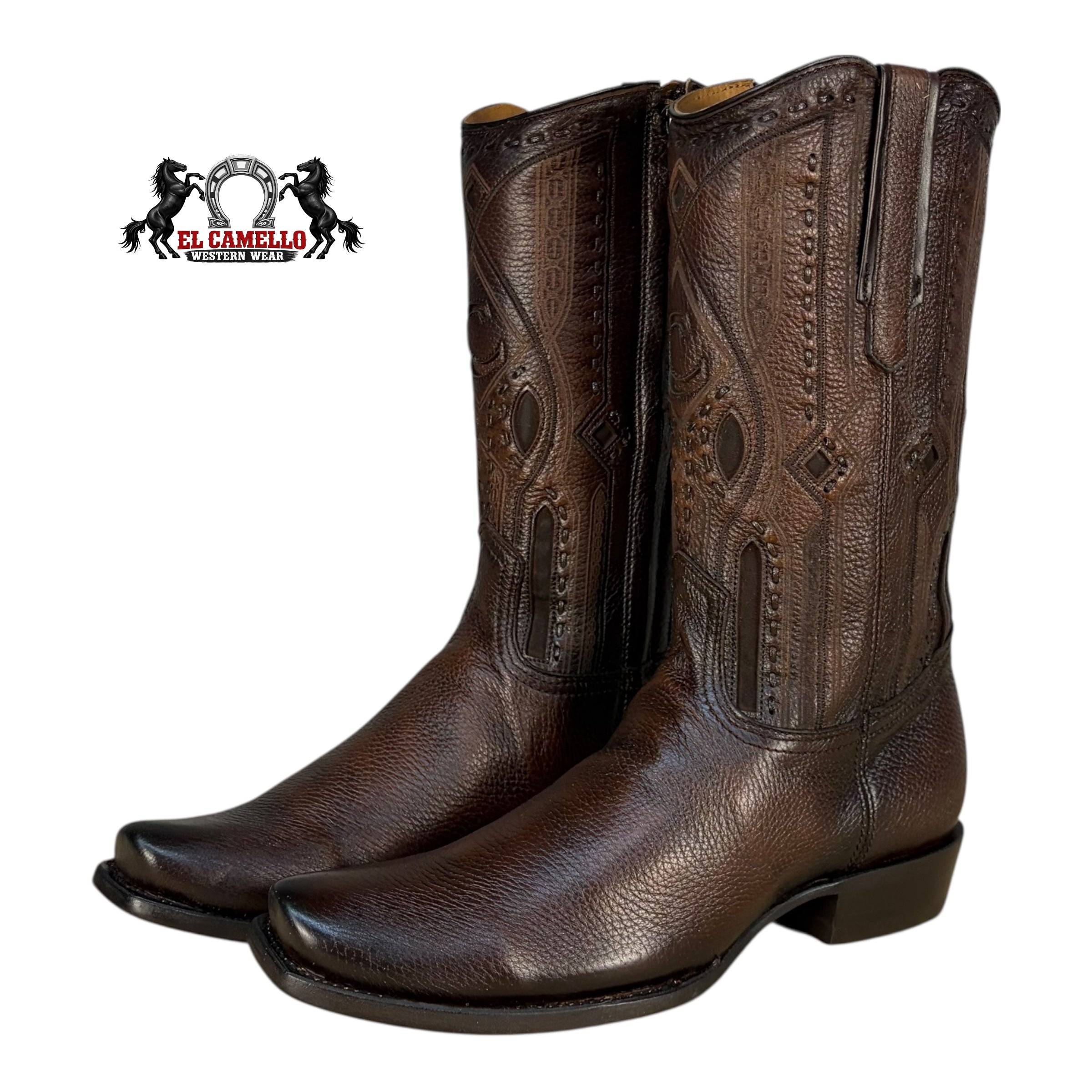 Cuadra Men’s Brown Leather Western Boots CU251 – Square Toe, Classic Embroidery, Hybrid Sole