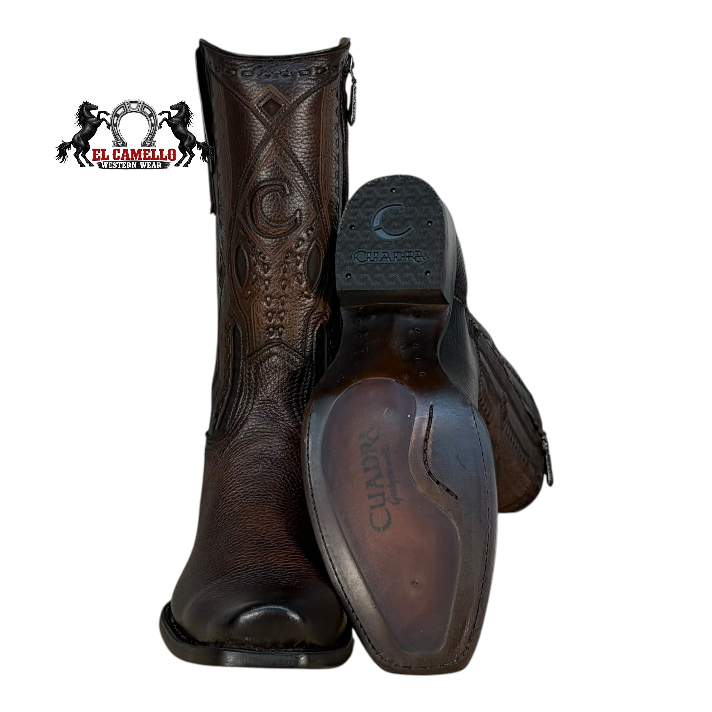 Cuadra Men’s Brown Leather Western Boots CU251 – Square Toe, Classic Embroidery, Hybrid Sole