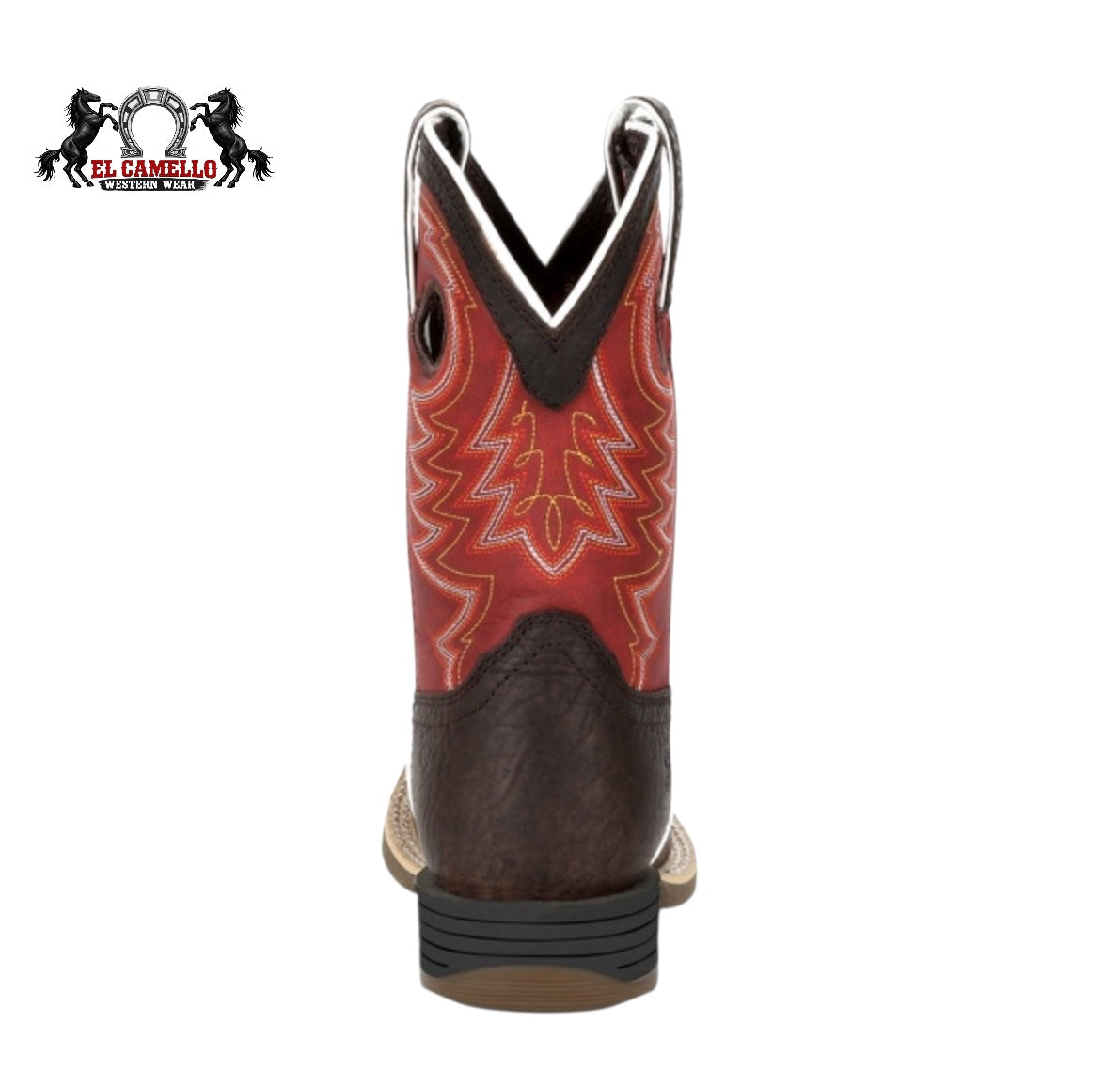 Durango kids Dark Brown & Red Western Work Boot – Dual Shank Durango Rubber Sole DBT0220y