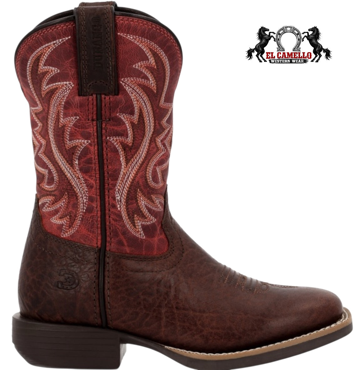 Durango kids Dark Brown & Red Western Boot Square Toe – Style DBT0251Y