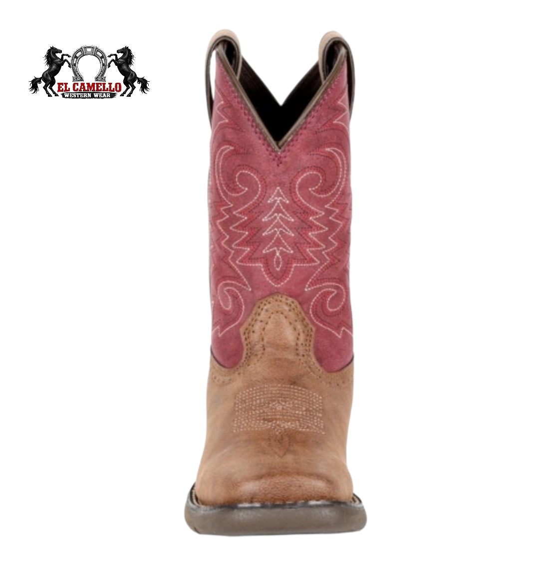 Durango Kids Western Square Toe Boot Tan & Pink – Style DBT0222TS