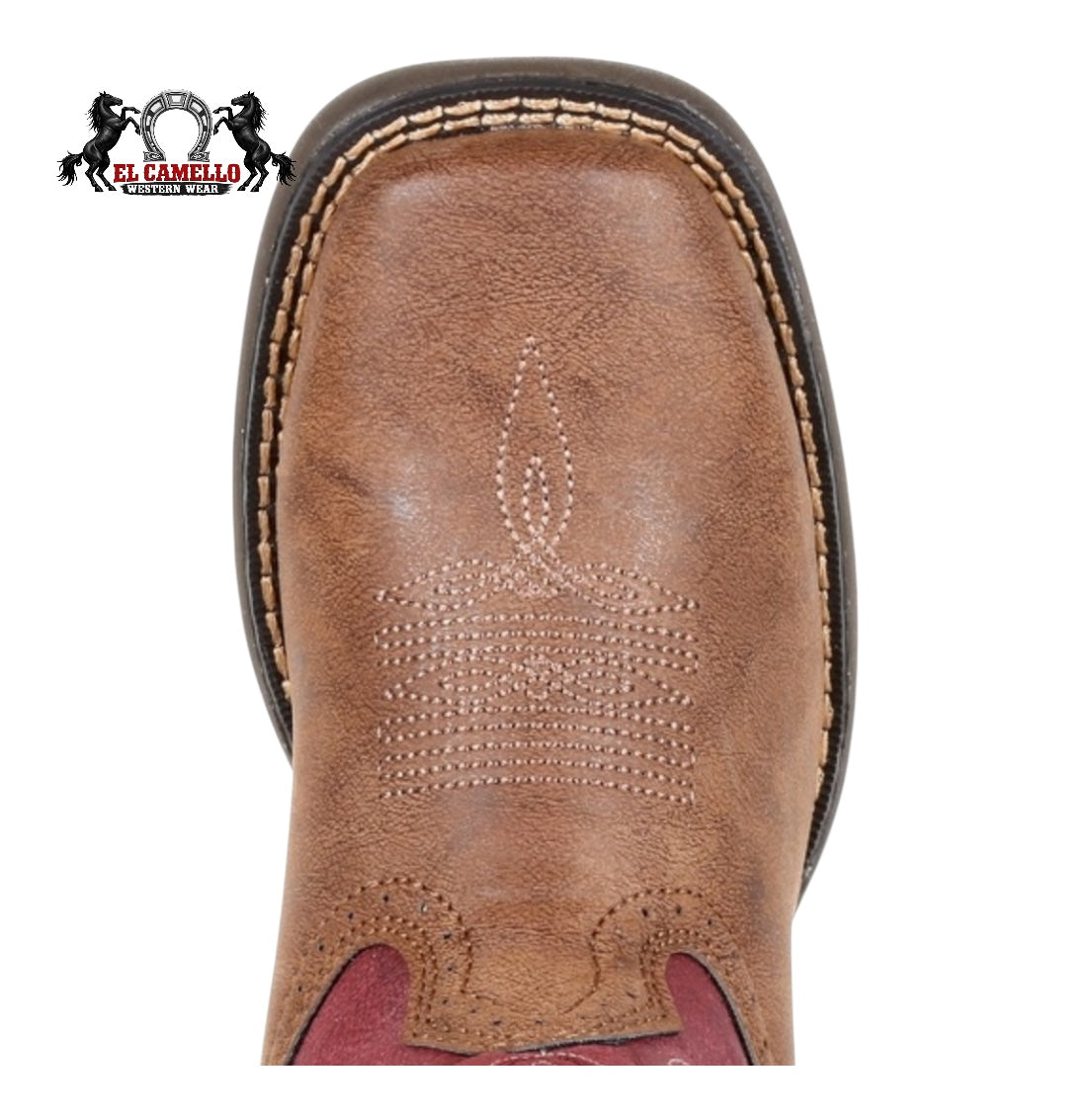 Durango Kids Western Square Toe Boot Tan & Pink – Style DBT0222TS