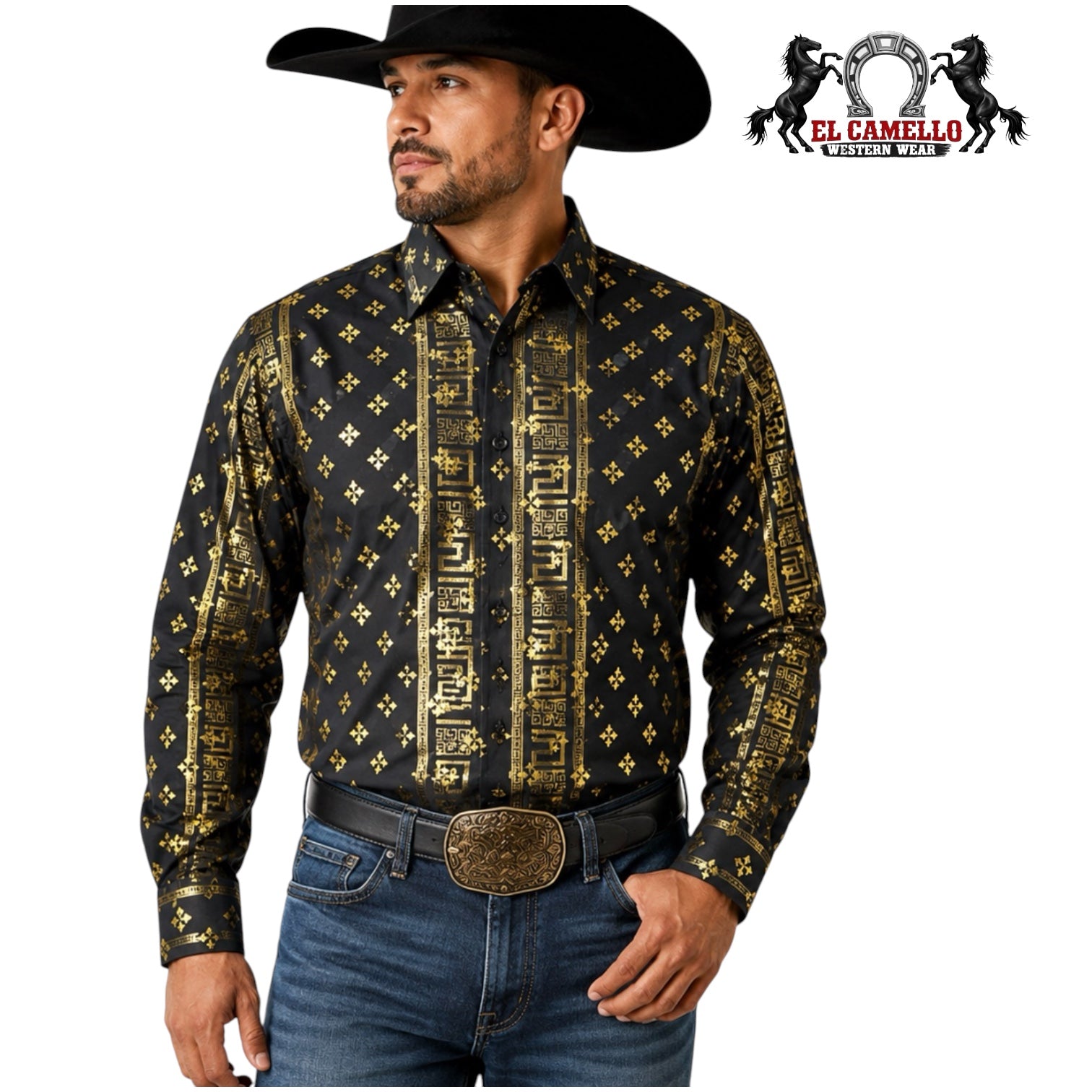 Chuxx Black & Gold Heritage Print Long Sleeve Shirt Fl-3398
