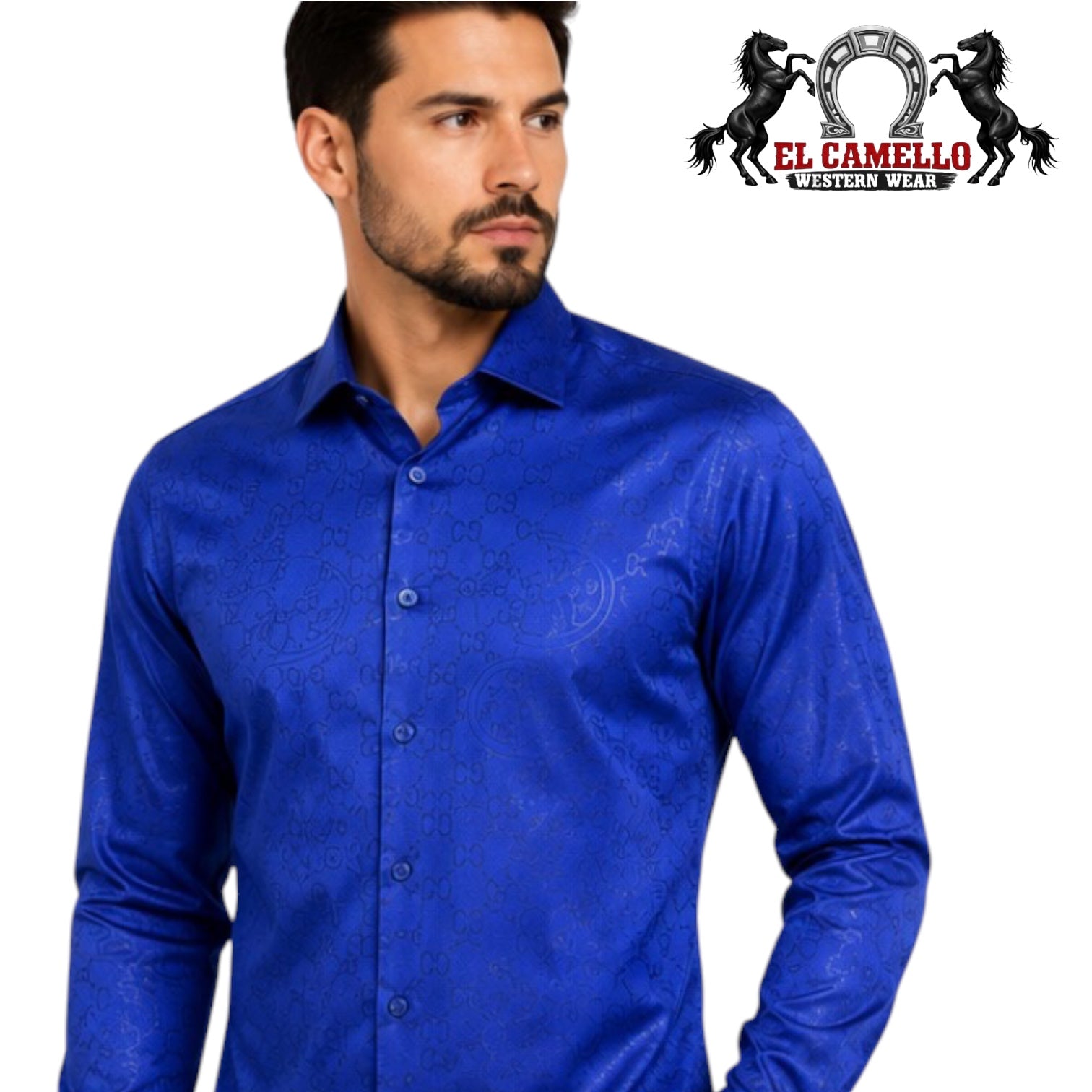 Baldelli Royal Blue Luxury Jacquard Dress Shirt CHLS2085