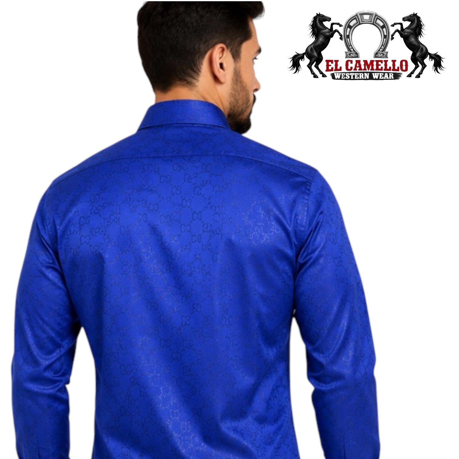 Baldelli Royal Blue Luxury Jacquard Dress Shirt CHLS2085