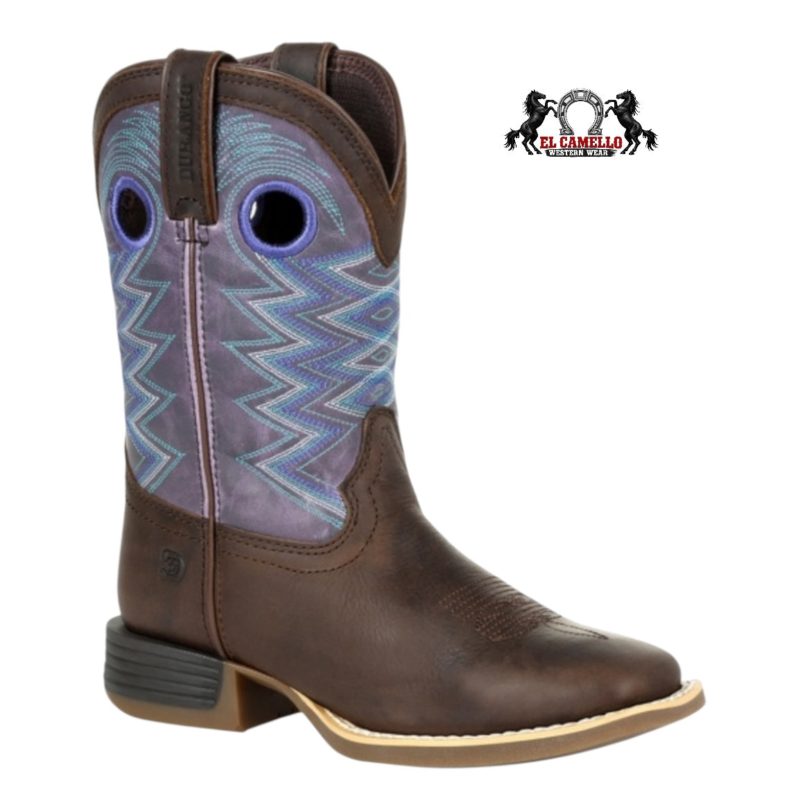 Durango Kids Lil’ Rebel Pro Dark Brown/Blue Western Boots DBT0225Y Square Toe