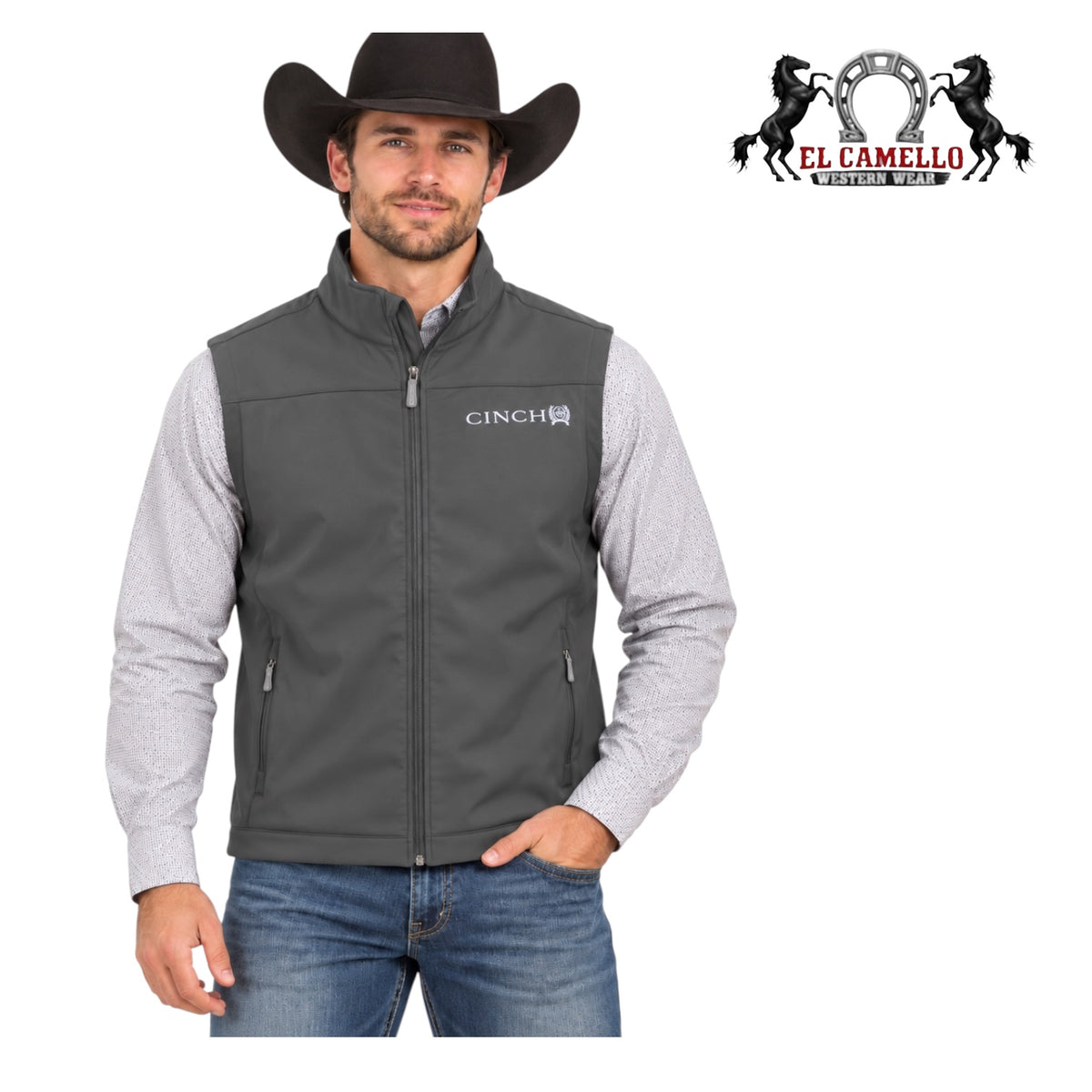 Cinch Men’s Charcoal Gray Softshell Vest