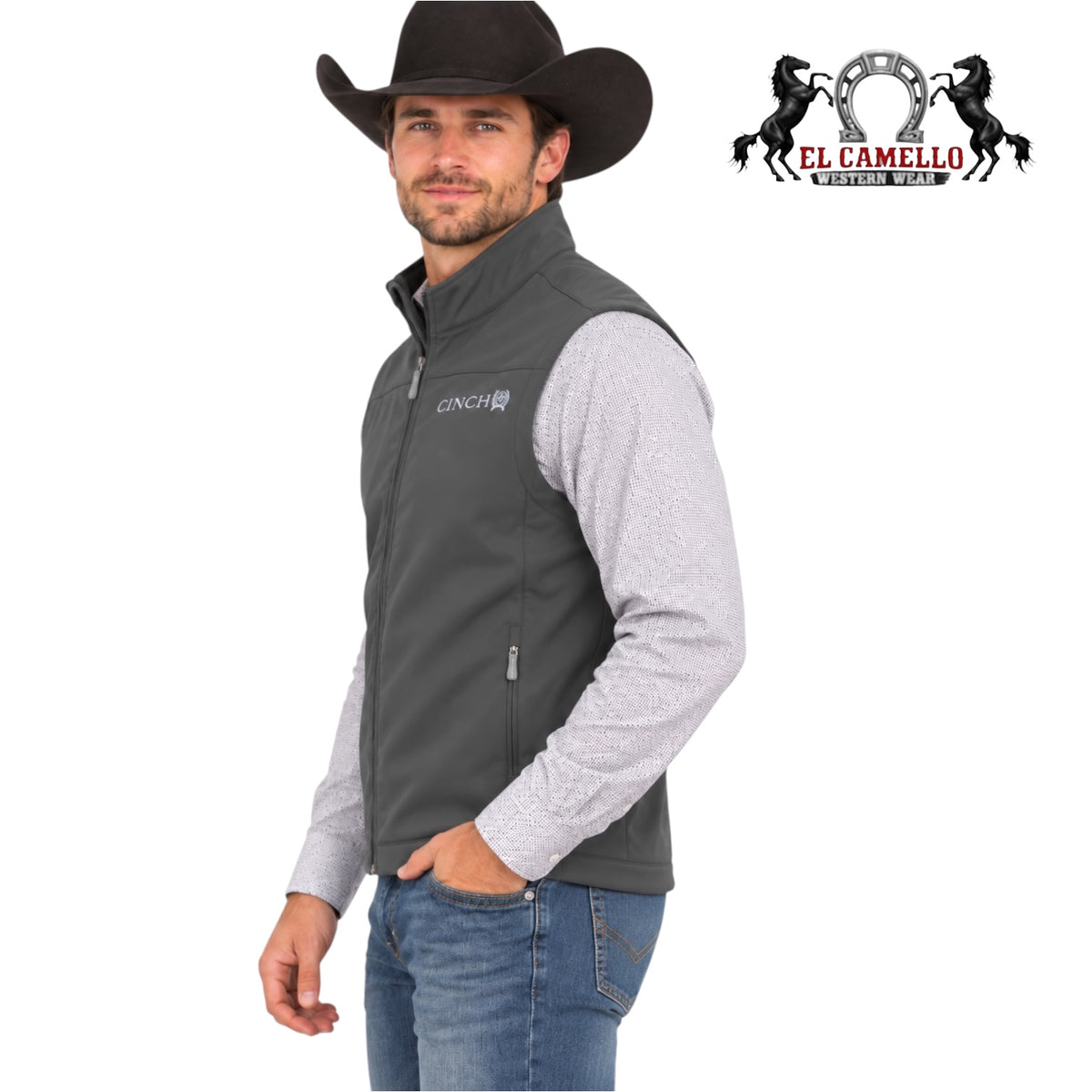 Cinch Men’s Charcoal Gray Softshell Vest
