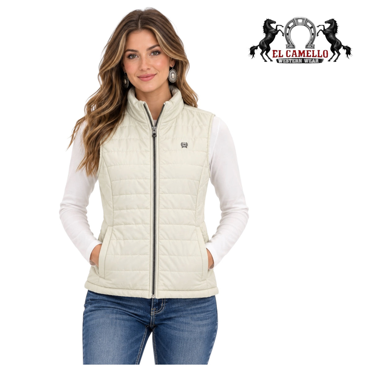 Cinch Women’s Ivory Reversible Quilted Vest