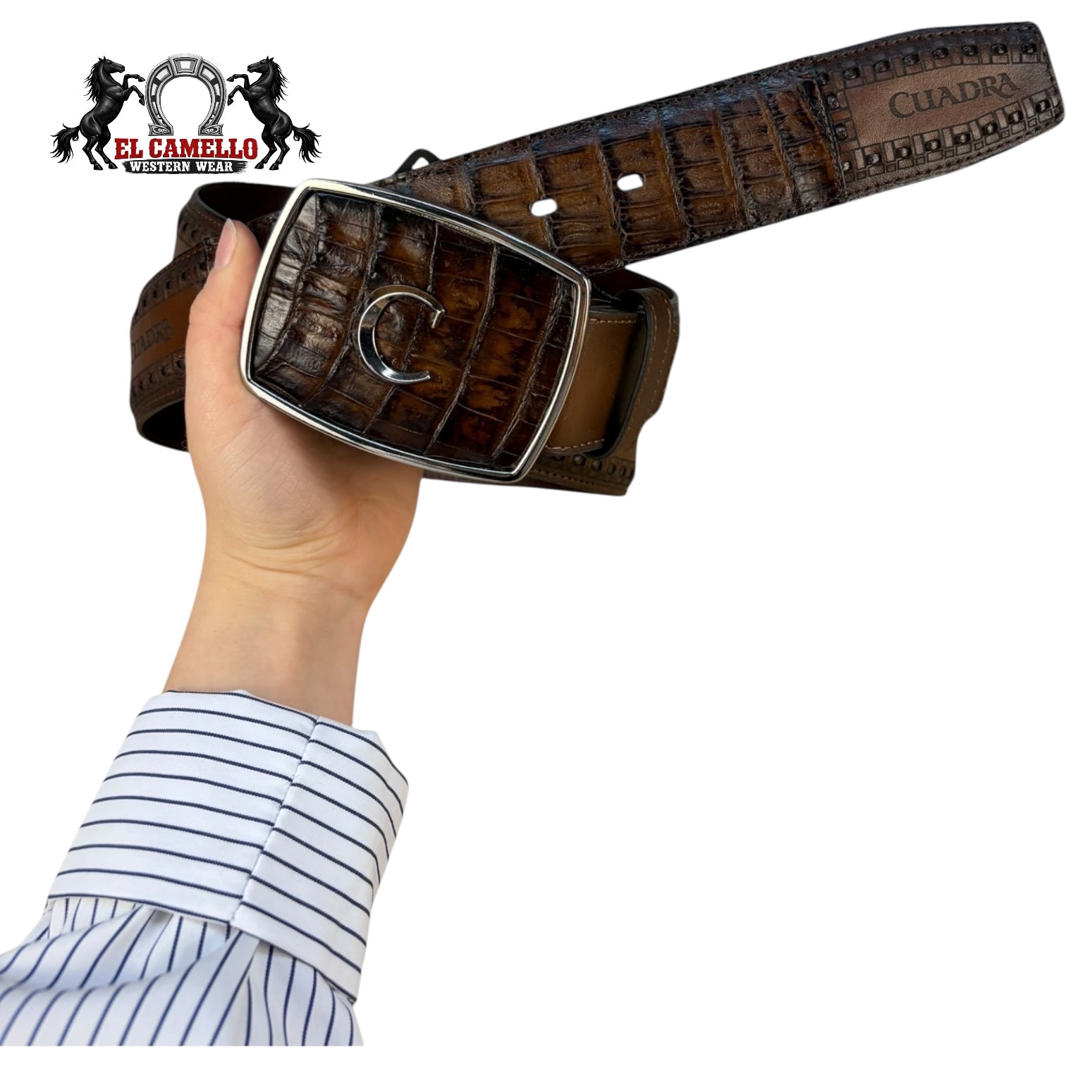 Cuadra Men’s Brown Textured Leather Belt with Cuadra “C” Buckle BC171