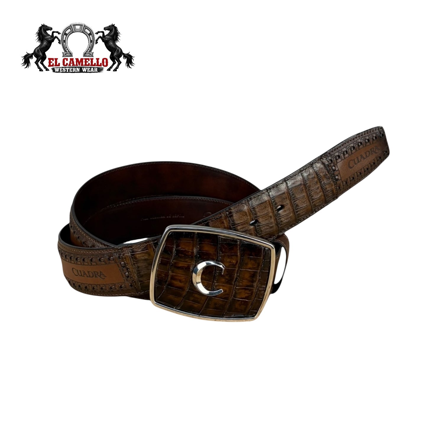 Cuadra Men’s Brown Textured Leather Belt with Cuadra “C” Buckle BC171