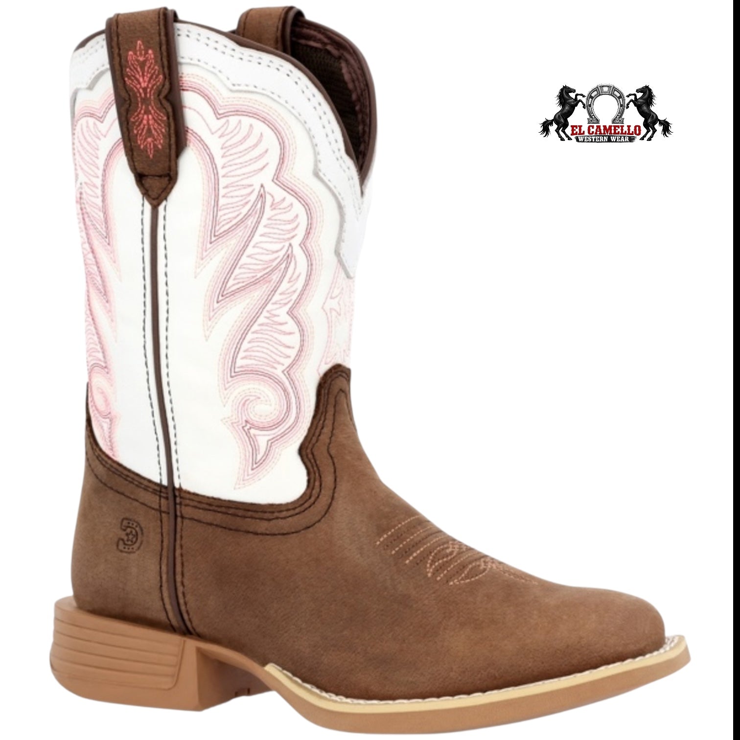 Durango Kids Lil’ Rebel Pro Trail Brown/White Western Boots DBT0242C Square Toe